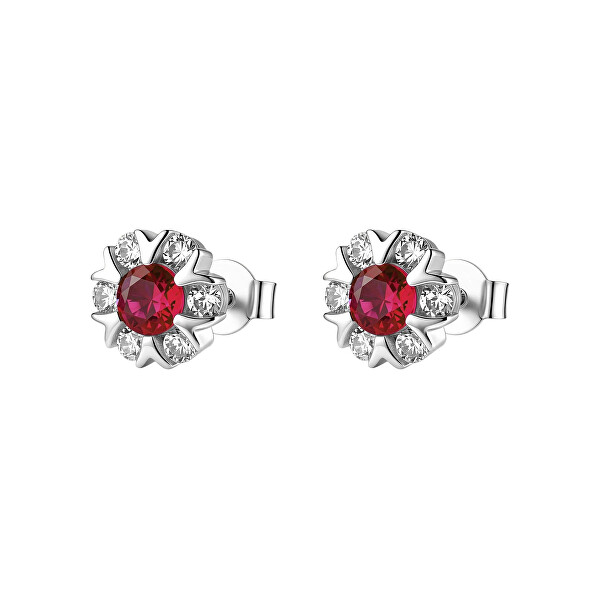 Stříbrné náušnice Květina se zirkony Fancy Passion Ruby FPR146