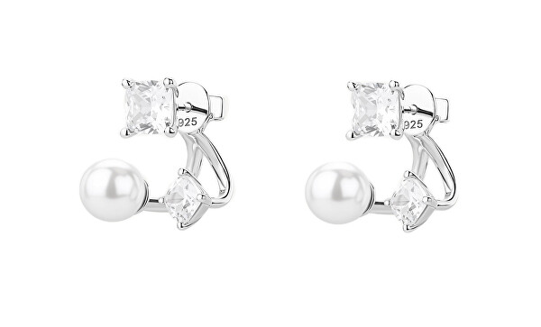 Stříbrné náušnice se syntetickou perlou Fancy Infinite White FIW174