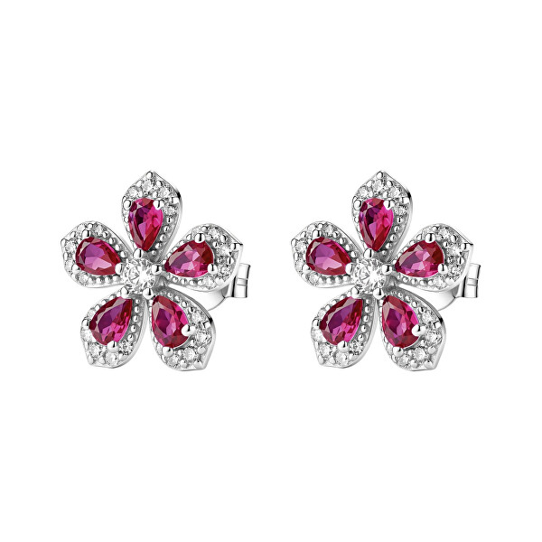 Strieborné kôstky Kvetina Fancy Passion Ruby FPR148