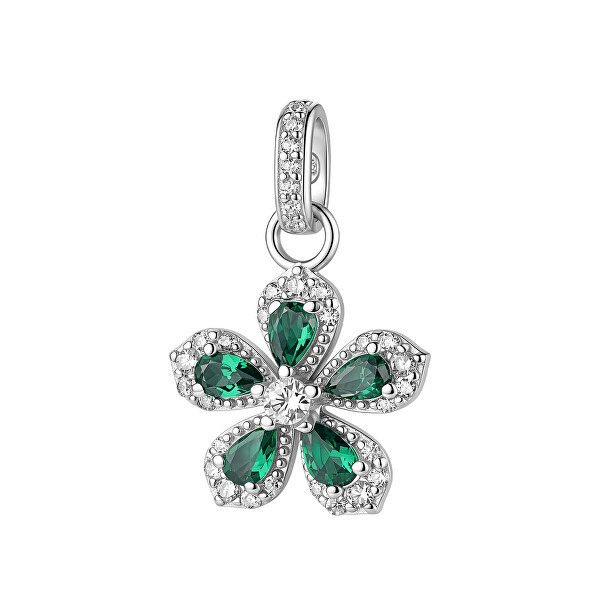 Strieborný prívesok Kvetina Fancy Life Green FLG162