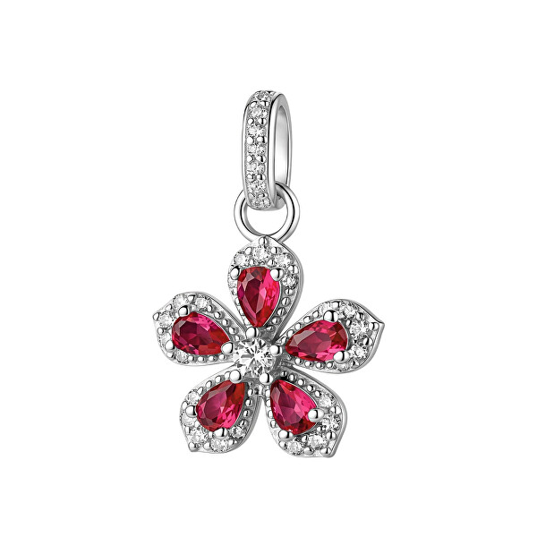 Strieborný prívesok Kvetina Fancy Passion Ruby FPR152