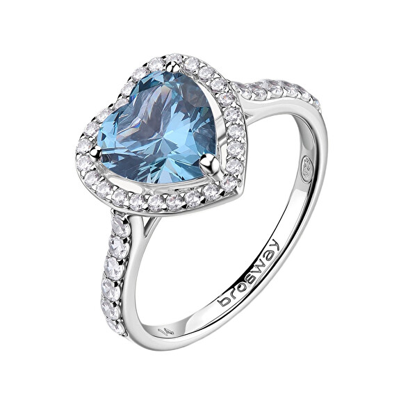 Stříbrný srdíčkový prsten s kubickými zirkony Fancy Cloud Light Blue FCL128