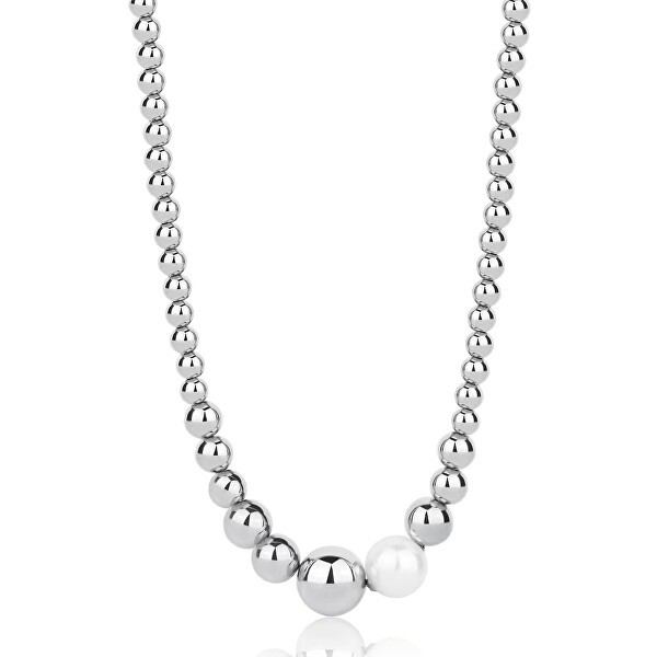 Colier stilat cu mărgele din oțel cu perle Perfect BPC01