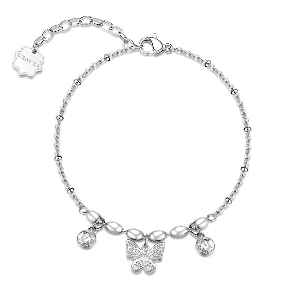 Elegantní ocelový náramek s přívěsky Motýl Chakra BHKB267