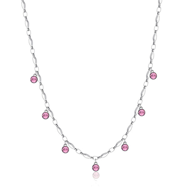 Trblietavý náhrdelník s ružovými kryštálmi Symphonia BYM140