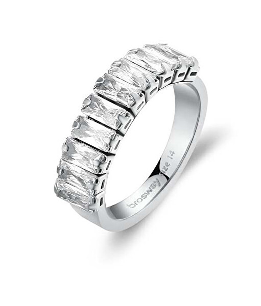 Csillogó acél gyűrű cirkónium kövekkel Desideri BEIA001
