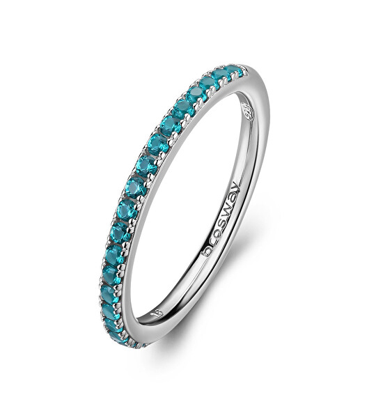 Třpytivý stříbrný prsten Fancy Aqua Green FAG21