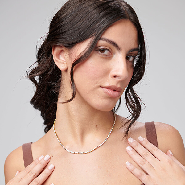 Blyštivý náhrdelník s čirými kubickými zirkony Desideri BEIN023