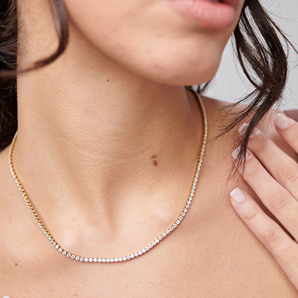 Blyštivý náhrdelník s čirými kubickými zirkony Desideri BEIN023