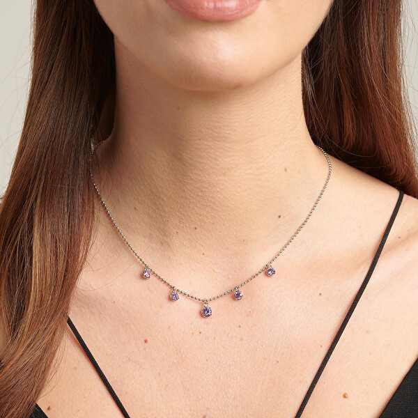 Halskette aus glänzendem Stahl mit Zirkonen Desideri BEIN013