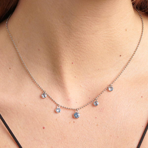 Blyštivý oceľový náhrdelník so zirkónmi Desideri BEIN014
