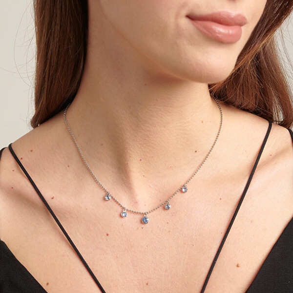 Halskette aus glänzendem Stahl mit Zirkonen Desideri BEIN014