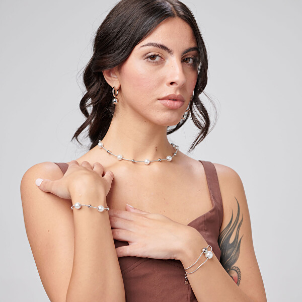 Dámský ocelový náramek s umělými perlami Perfect BPC56