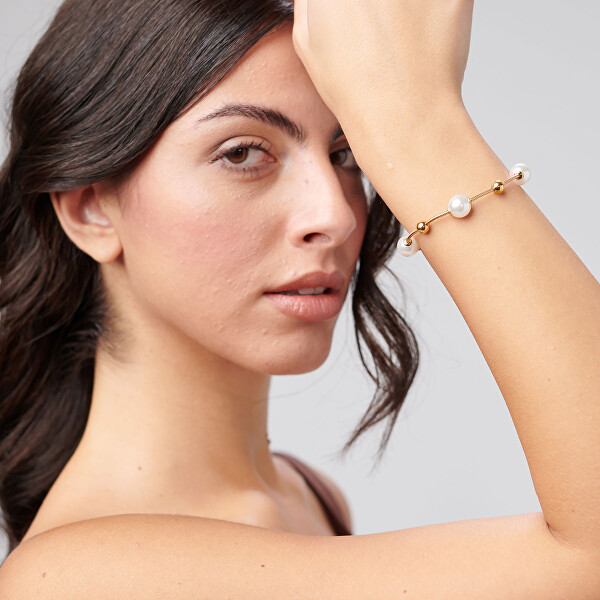 Dámský pozlacený náramek s umělými perlami Perfect BPC57