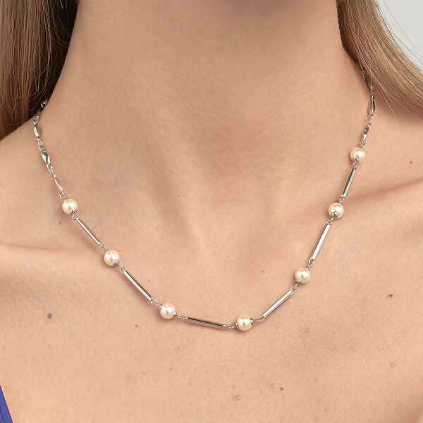Elegantní ocelový náhrdelník s perlami Affinity BFF160
