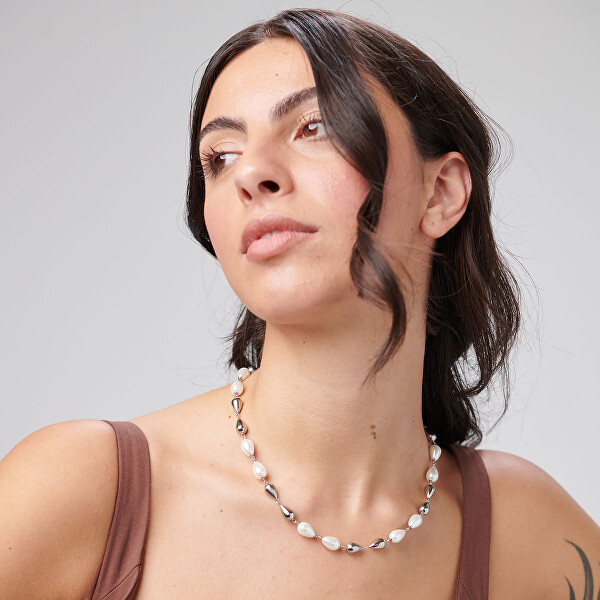 Elegantní ocelový náhrdelník se syntetickými perlami Perfect BPC70