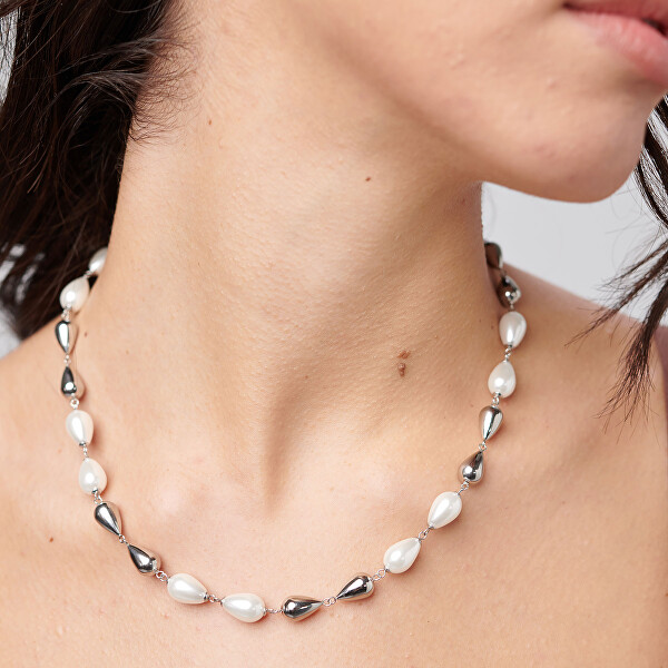 Elegantní ocelový náhrdelník se syntetickými perlami Perfect BPC70