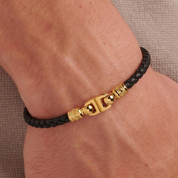 Elegante bracciale da uomo in pelle nera Knocker BKC20