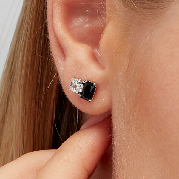 Elegante orecchino singolo in argento con zirconi Fancy FMB07