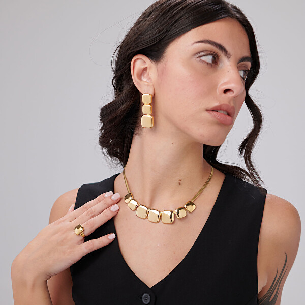 Fashion visací náušnice z pozlacené oceli Muse BUE24