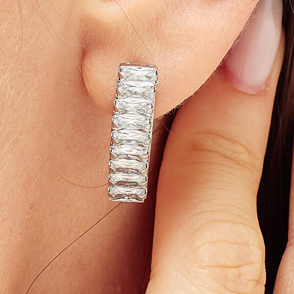 Gyönyörű acél fülbevaló cirkónium kövekkel Desideri BEIE010