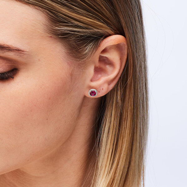 Krásné stříbrné náušnice Fancy Passion Ruby FPR134