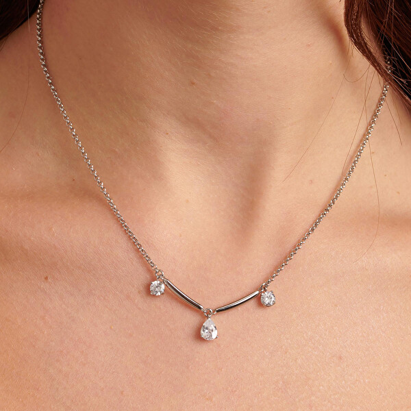 Krásny oceľový náhrdelník so zirkónmi Affinity BFF178