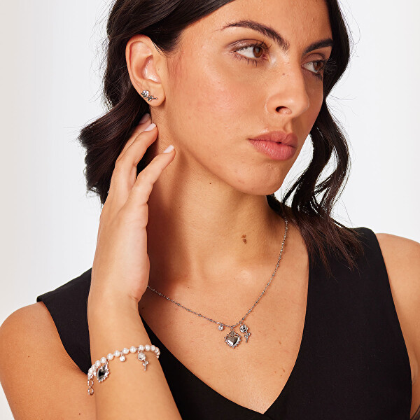 Krásný ocelový náhrdelník Srdíčko s růží Chakra BHKN181