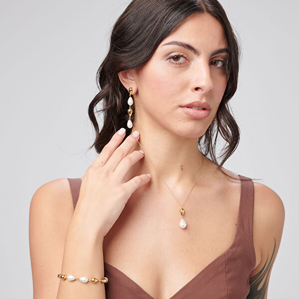 Krásný pozlacený náhrdelník s umělou perlou Perfect BPC69