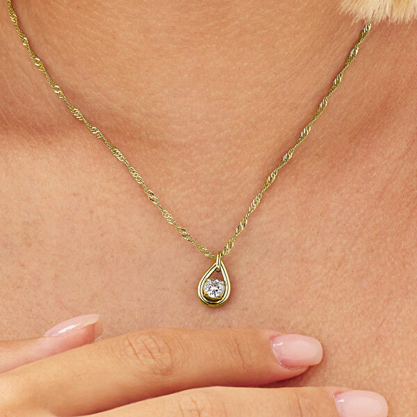 Krásný pozlacený náhrdelník se zirkonem Ribbon BBN30
