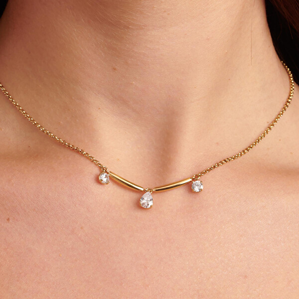 Krásný pozlacený náhrdelník se zirkony Affinity BFF179