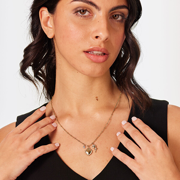 Krásný pozlacený náhrdelník Srdíčko s růží Chakra BHKN182