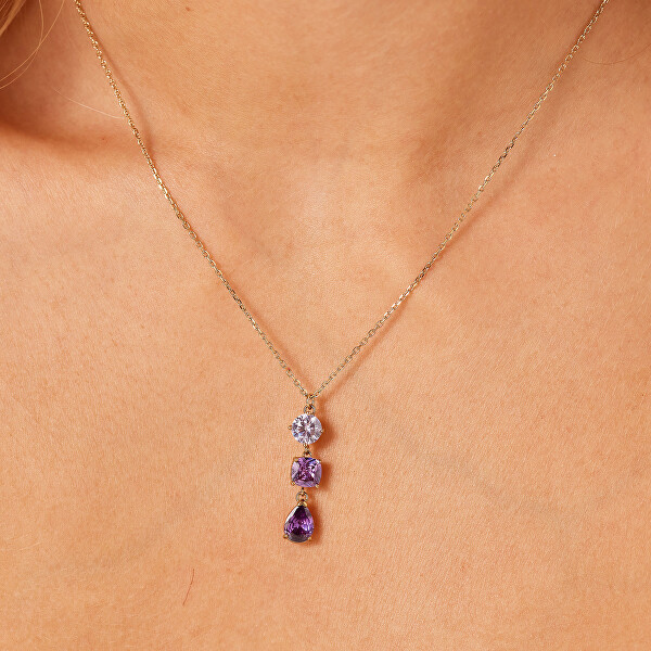 Luxusní dámský náhrdelník s fialovými zirkony Dreaming BIG03