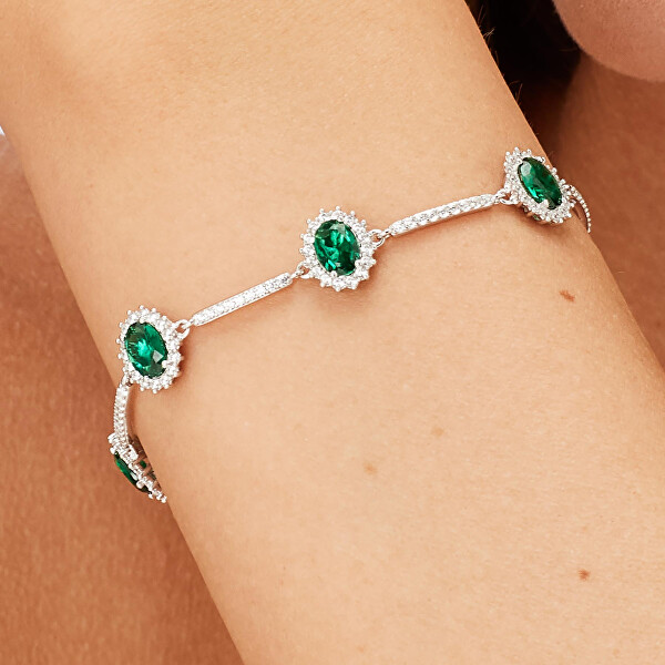 Bracciale di lusso in argento con zirconi Fancy Life Green FLG34