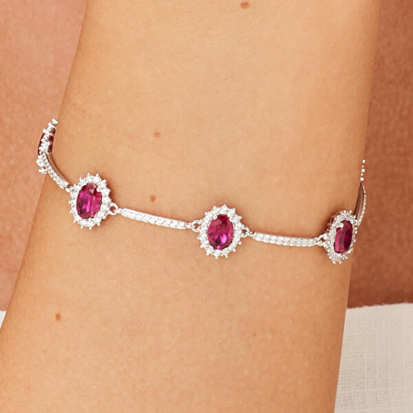 Luxuriöses Silberarmband mit Zirkonen Fancy Passion Ruby FPR40