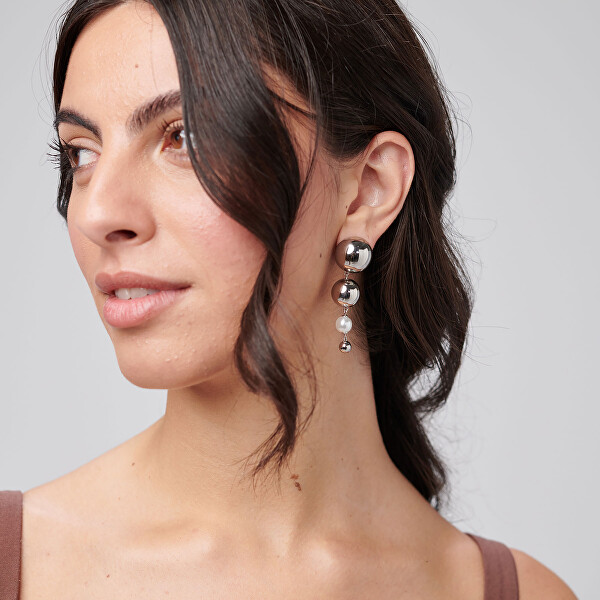 Moderní dlouhé náušnice se syntetickou perlou Perfect BPC60