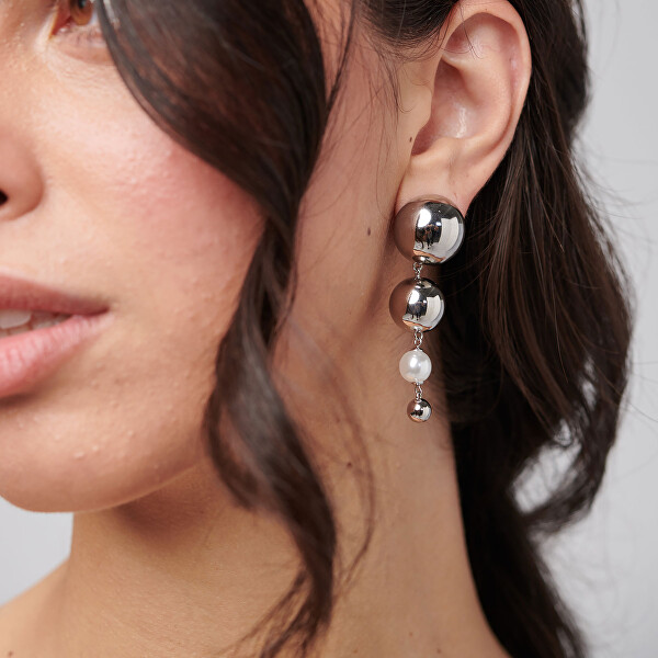 Moderní dlouhé náušnice se syntetickou perlou Perfect BPC60