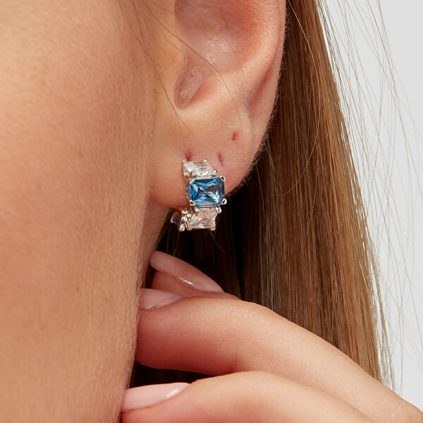Elegante orecchino singolo in argento con zirconi Fancy FFB08