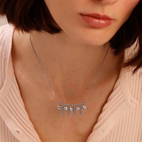 Okouzlující ocelový náhrdelník s krystaly Rain BNR05