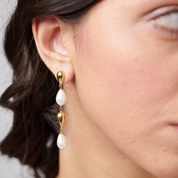 Originální dlouhé náušnice s umělými perlami Perfect BPC77