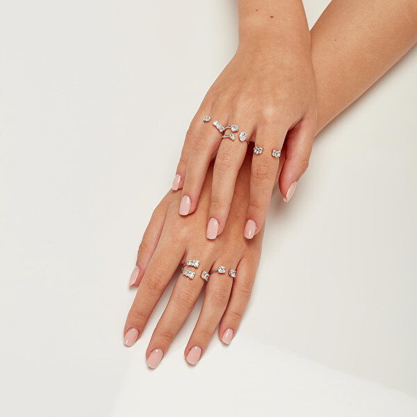 Otevřený stříbrný prsten Fancy Infinite White FIW16