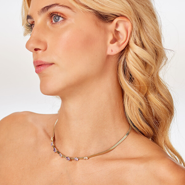 Pozlacený náhrdelník Hádek s barevnými zirkony Dreaming BIG06