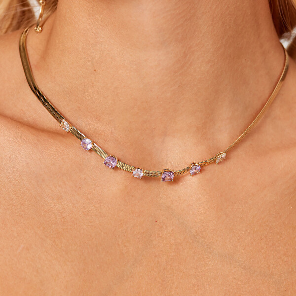 Pozlacený náhrdelník Hádek s barevnými zirkony Dreaming BIG06