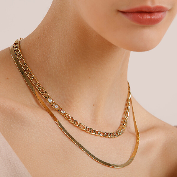 Vergoldete Halskette mit Kristallen BYM84