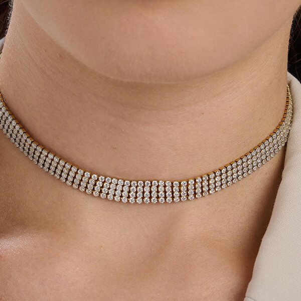 Pozlacený tenisový náhrdelník Choker Desideri BEIN020