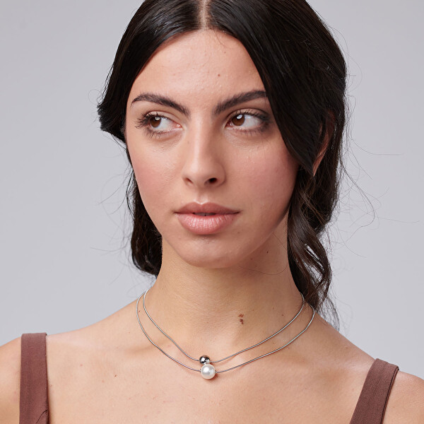 Půvabný dvojitý náhrdelník s umělou perlou Perfect BPC46