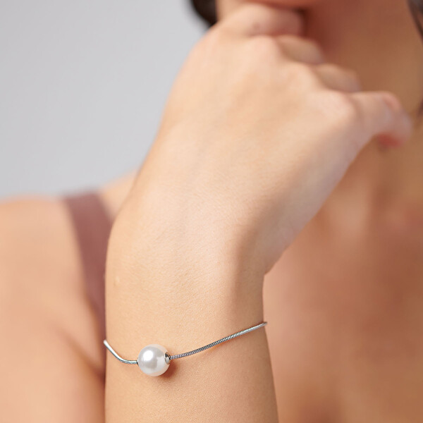 Půvabný ocelový náramek se syntetickou perlou Perfect BPC52
