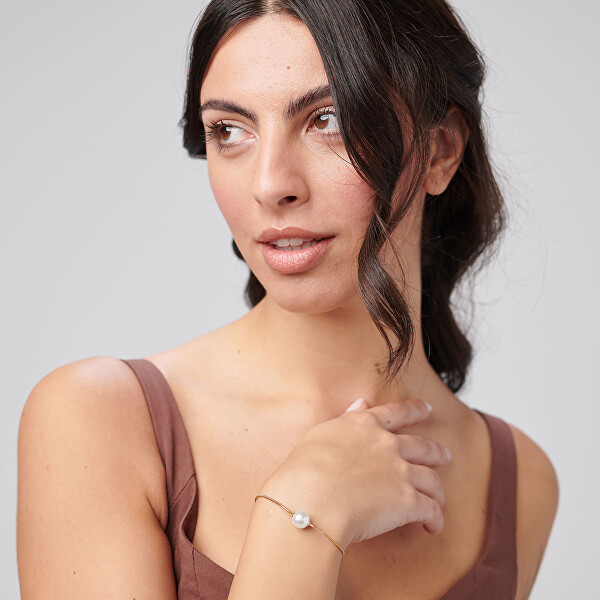 Půvabný pozlacený náramek se syntetickou perlou Perfect BPC53