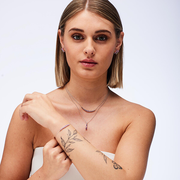 Půvabný stříbrný náramek s růžovými zirkony Fancy Vibrant Pink FVP118
