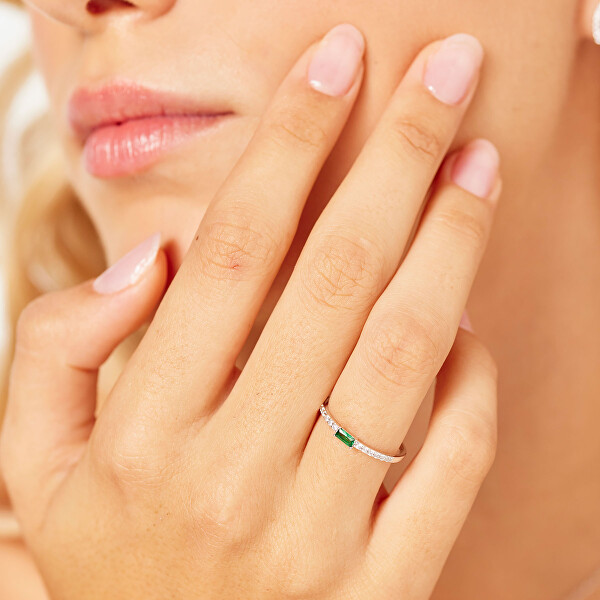 Půvabný stříbrný prsten se zirkony Fancy Life Green FLG148